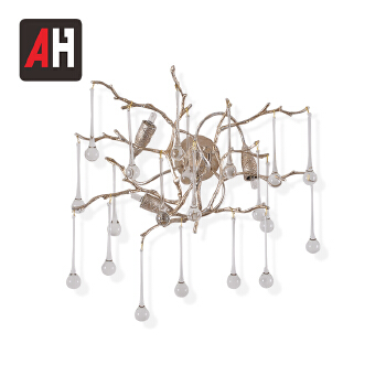 Sitting room decorative nordic fashion hardware round crystal wall light 